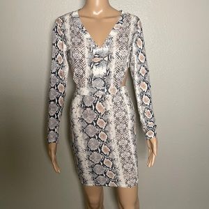 Snake Print Cut Out Long Sleeve